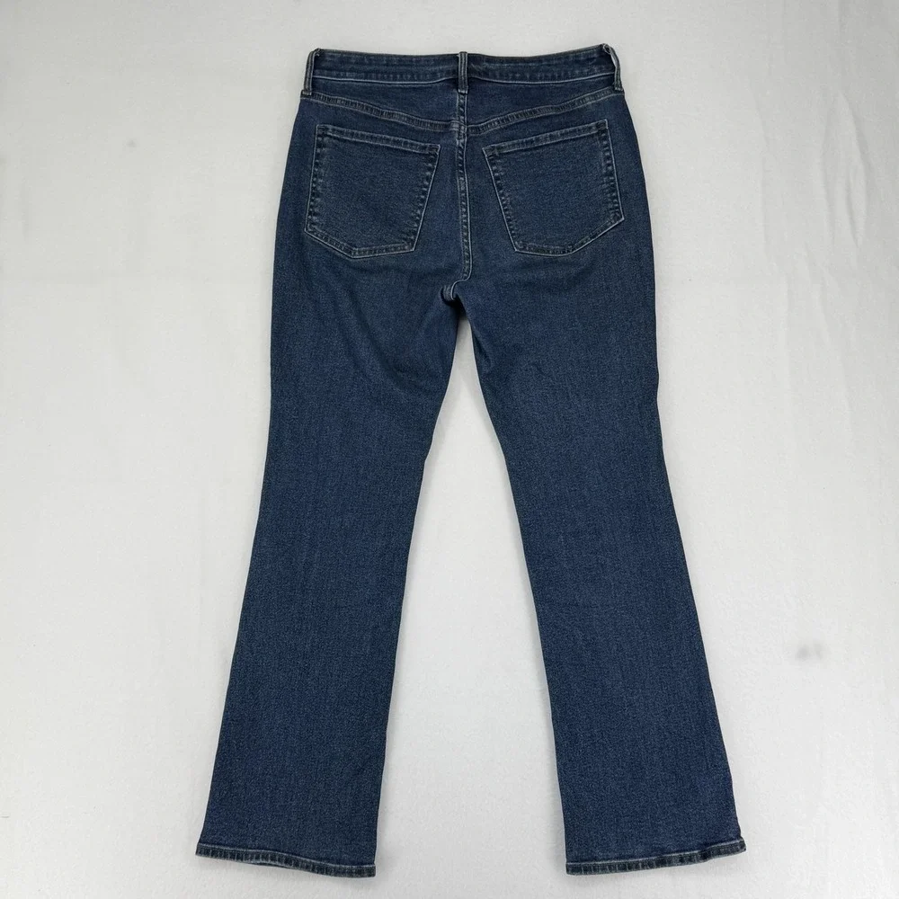 Old Navy Kicker Bootcut Jeans Womens 8 Petite Blue Rinse High Rise Stretch Denim